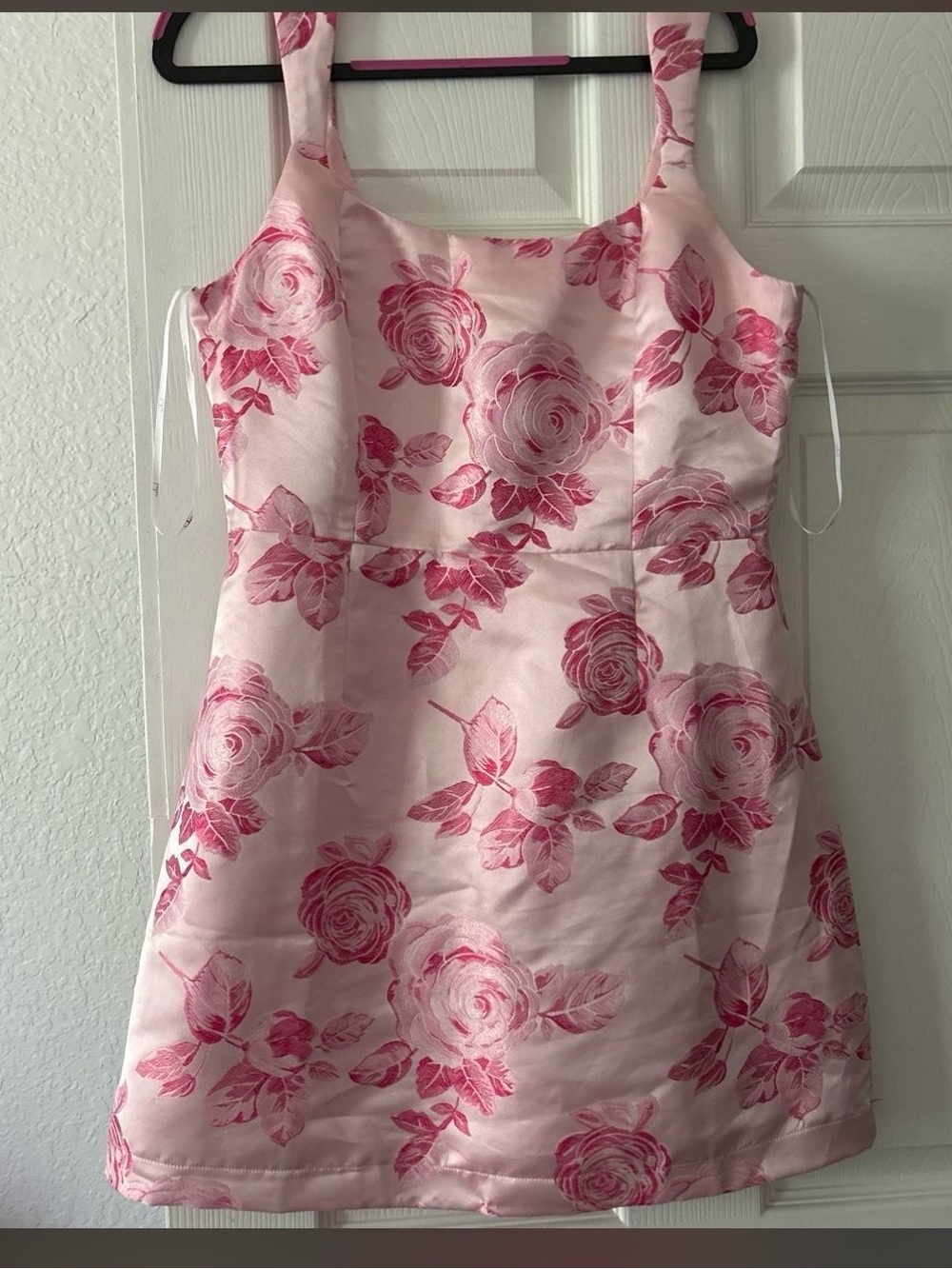 Pink Floral Satin Dress